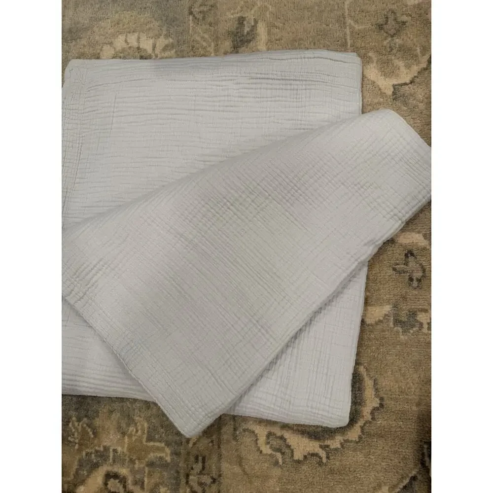 Boll & Branch Dream Bed Blanket Organic Cotton Sky Blue Full/ Queen NEW $319